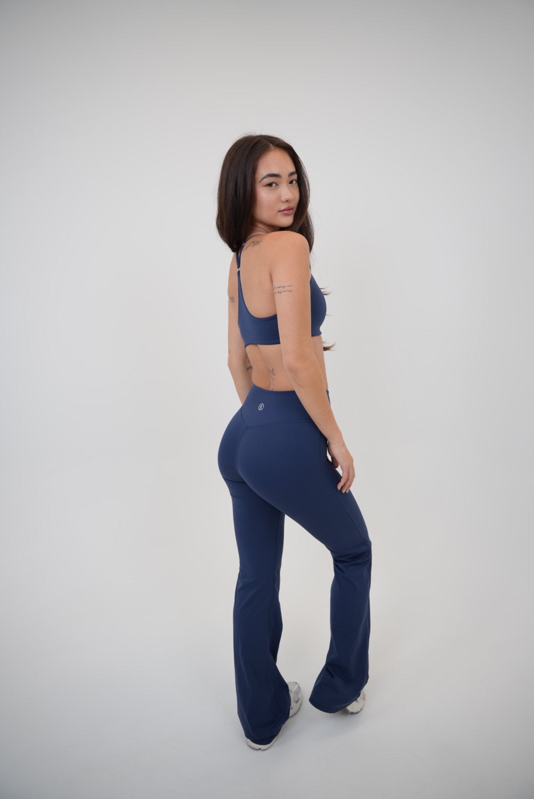 I Live in Luxury Navy Blue Flare Pant
