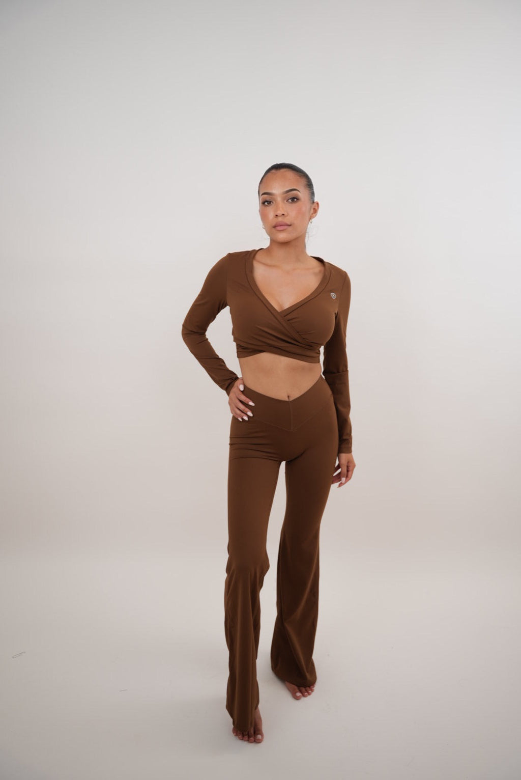 I Am Present Brown Stretch Flare Legging
