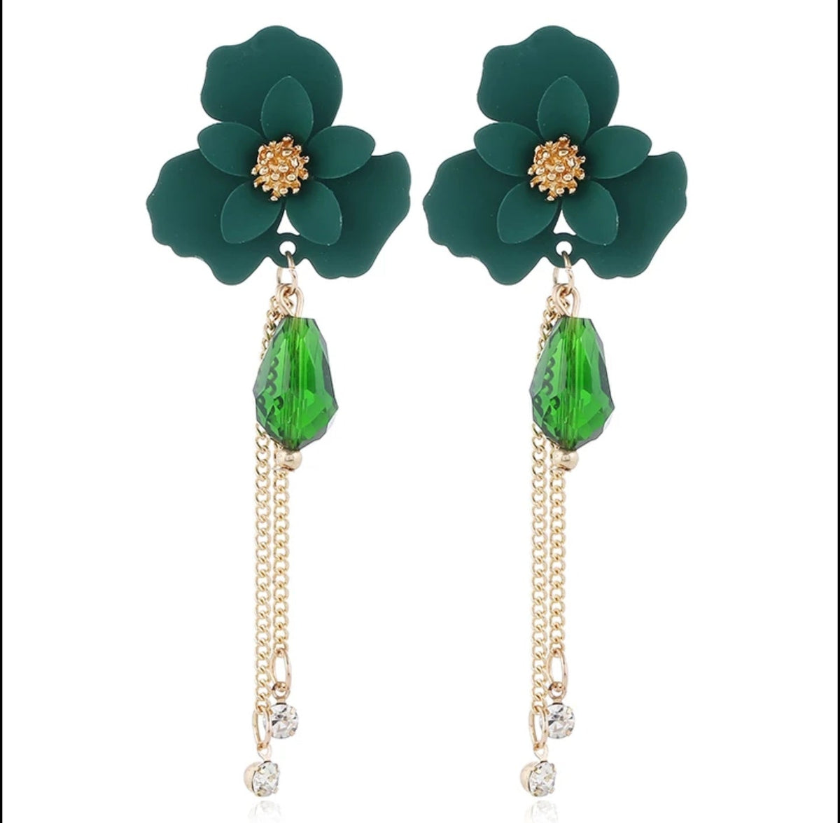 Flower Shaped Strip Drop Earrings